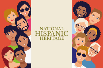 national hispanic heritage celebration lettering with people