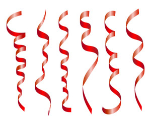 Red ribbons set, vector