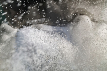 Industrial production of polystyrene foam insulation panels or plates. The process of conversion of pre-expanded polystyrene beads under the action of temperature 120 or 160°C in the heating chamber.