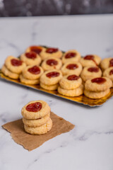 quince cookies on marble board 