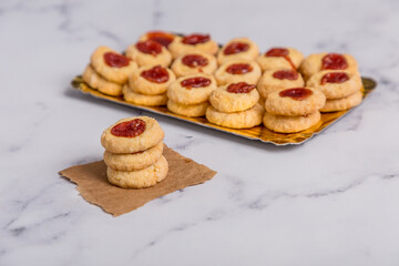 quince cookies on marble board 