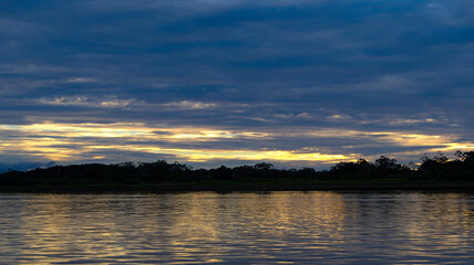 Sunset on the Amazon River in Peru