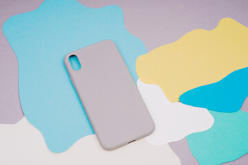 The gray silicone case for the smartphone.