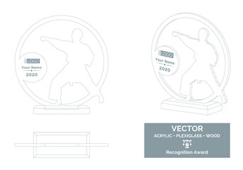 Martial arts Trophy Vector Template, Karate Trophy award, Recognition Trophy Award