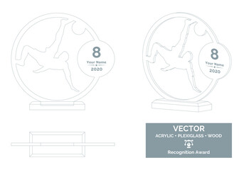 Football player trophy vector template, Soccer player trophy template, Football championship recognition award, Best player award
