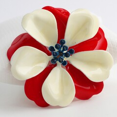 Red White Blue Huge Large Enamel Flower