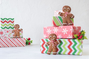Christmas Decorations with Gingerbread Men and Gift Box