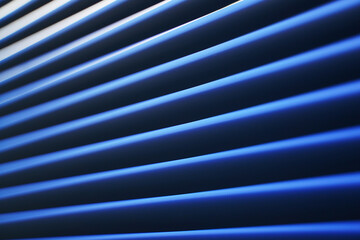 Obraz premium Blue shutter blinds in a sunny day
