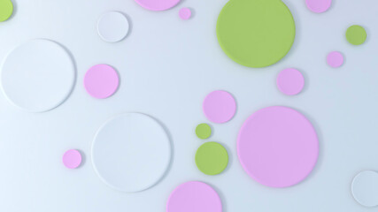 3d design circles green white and pink dots. Colorful circular pattern