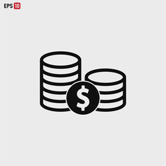 Coins icon vector . Dollar sign