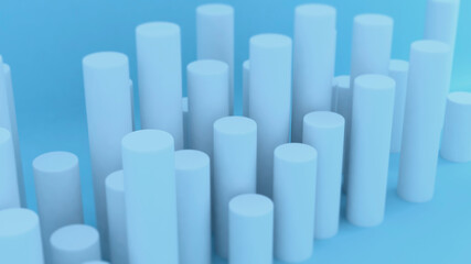 Blue 3d cylinders. Abstract 3d backdrop