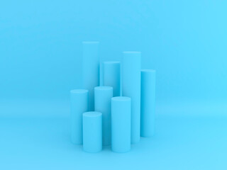 Abstract group of 3d cylinder podiums presentation background