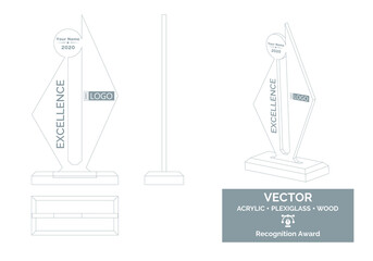 Abstract Trophy Vector Template, Business Trophy Distinction Award, Employee Recognition Trophy Award