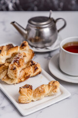 Freshly baked goods and tea