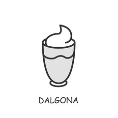 Dalgona line icon. Korean creamy whipped coffee drink. Korean dessert.Traditional South Korea drinks concept. Asian food. Editable stroke.Isolated vector illustration 