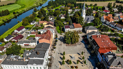 rynek, Stary Bohumin i rzeka Odra z lotu ptaka © Franciszek