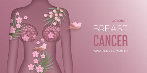 Ovarian Cancer awareness month vector horizontal banner