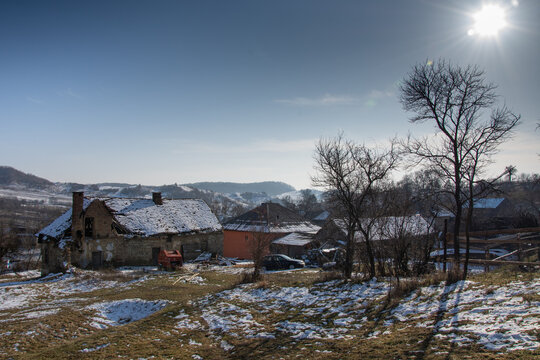 Romania, Slatinta neighborhood, winter landscape, 2020
