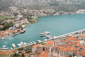 Fototapeta na wymiar The beautiful Bay of Kotor from the slope of Saint John mountain.