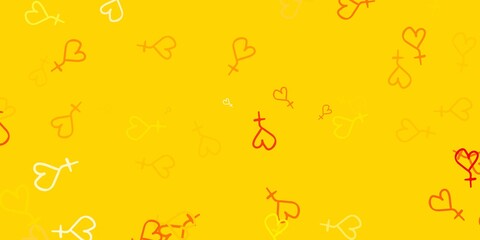 Light Orange vector background with woman symbols.