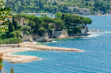 Scenic Coastline View in Villefranche, Nice, France.