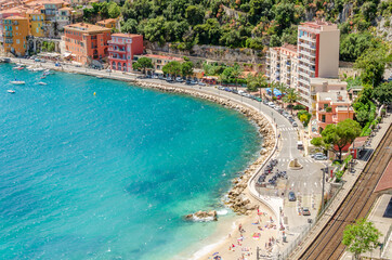 Scenic Coastline View in Villefranche, Nice, France.