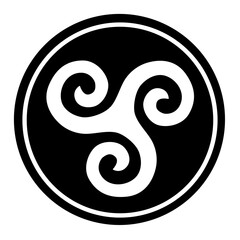 Triskelion symbol icon in a black circle 