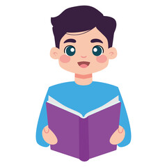 Isolated boy reading a book - Vector illustration