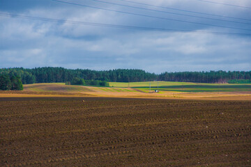 Vast and sunlit, colorful farmland, field, rural landscape