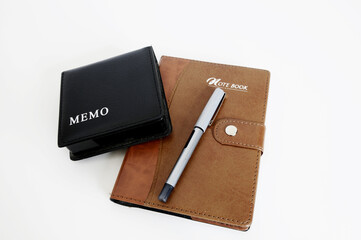 brown notebook and memory box ընկերության silver pen company