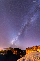 Fototapeta premium The milky way at the center of the Mekong River Nong Khai Province, Thailand