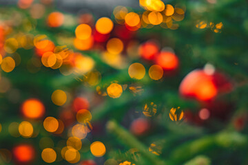 Obraz na płótnie Canvas Christmas holidays December time golden bokeh illumination lighting abstract unfocused wallpaper background concept