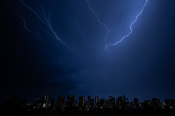 lightning over the city in Waikiki Hawaii
