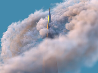 Naklejka na ściany i meble the top of a skyscraper in the clouds