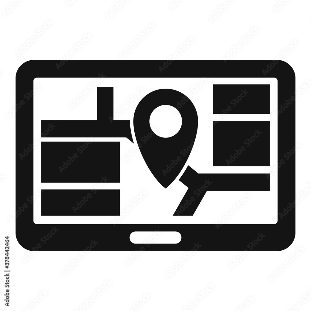Poster tablet gps map icon. simple illustration of tablet gps map vector icon for web design isolated on wh