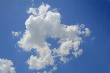 the blue sky is floating here is a beautiful white cloud