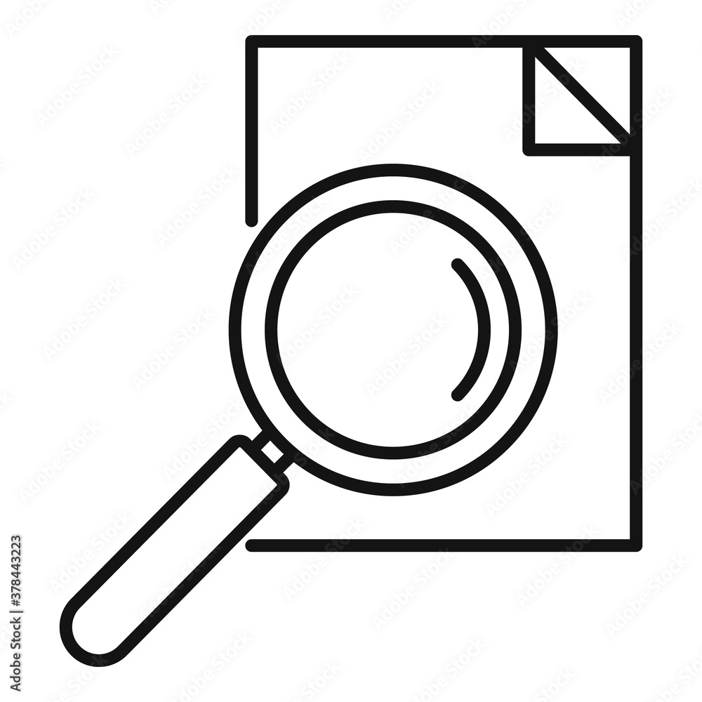 Poster paper magnifier exploration icon. outline paper magnifier exploration vector icon for web design iso