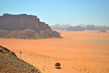Wadi Rum desert landscape from the high point