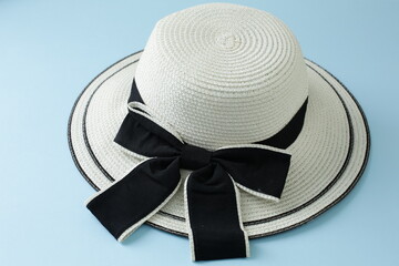 Summer hat on a blue background