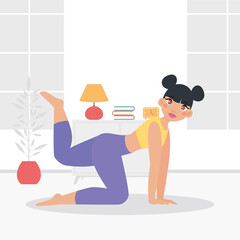 Woman exercising at home. Healthy lifestyle - Vector