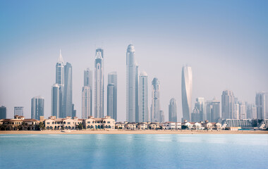 Naklejka premium Holiday resort on the Palm Island in Dubai with a view of Jumeirah