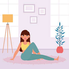 Obraz na płótnie Canvas Woman exercising at home. Healthy lifestyle - Vector