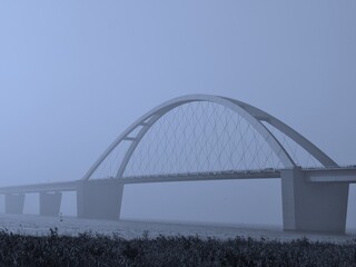 Fehmarnsundbrücke im Dunst