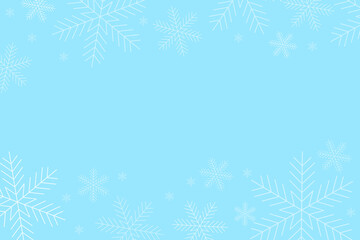 Fototapeta na wymiar Blue, winter background. Snowflakes in the sky. Christmas pattern. Festive, snowy texture. Vector illustration. Stock image.
