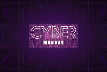 Fototapeta premium cyber monday holiday poster with label neon light