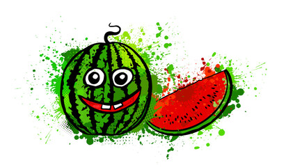 A piece of watermelon made of blot. Vector illustration