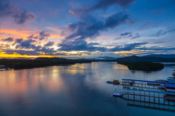 Amazing Beautiful sunrise landscape view with Mount Kinabalui view from Gayang, Tuaran, Sabah, Borneo
