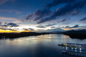 Amazing Beautiful sunrise landscape view with Mount Kinabalui view from Gayang, Tuaran, Sabah, Borneo