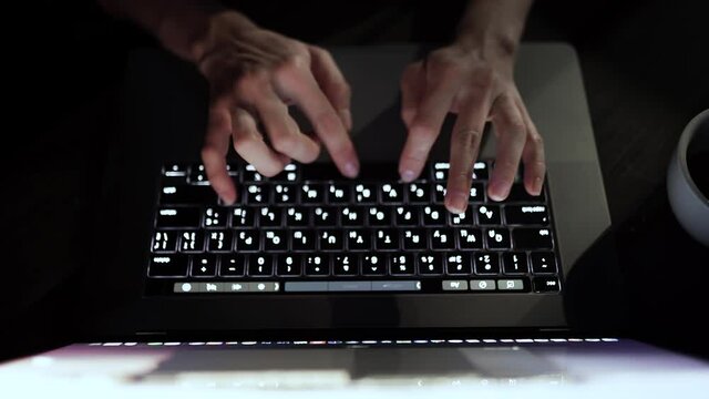 Female hands of business woman professional user worker using typing on laptop notebook keyboard sit at home office desk working online with pc software apps technology concept, top view.