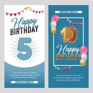 Happy Birthday typography vector design for greeting cards and poster with balloon, confetti and gift box, design template for birthday celebration.

V